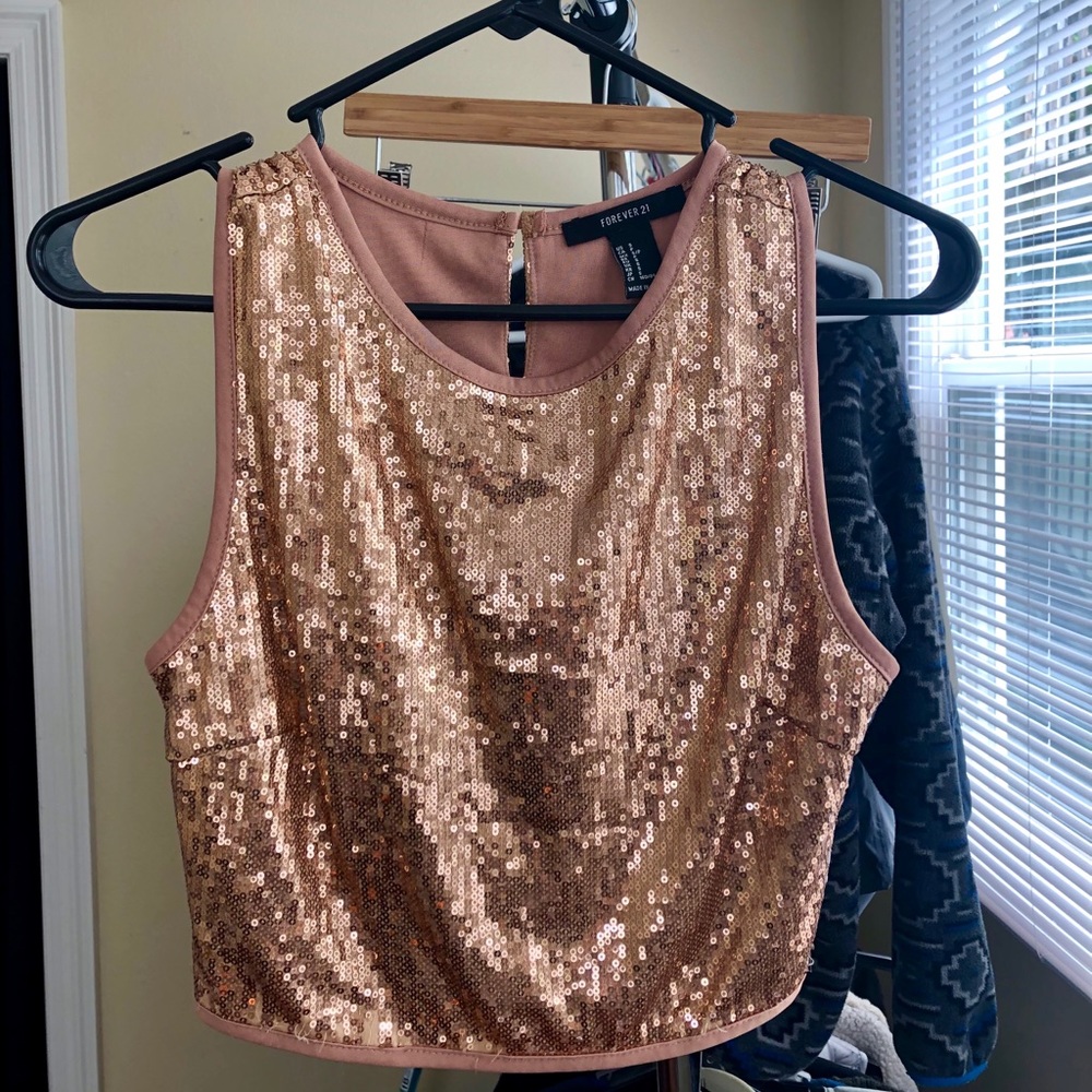 Gold sequin tank top
